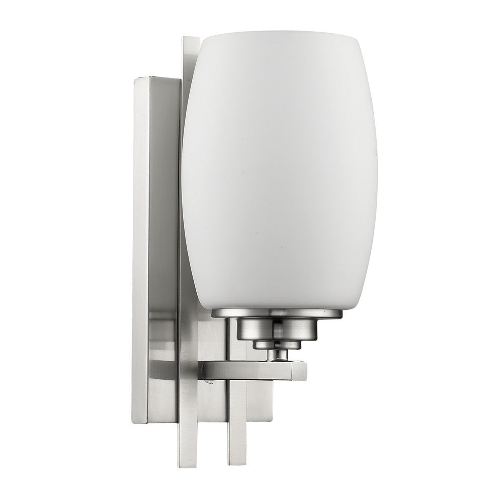 HomeRoots Geometric Wall Sconce With Frosted Glass Shade and Silver Finish