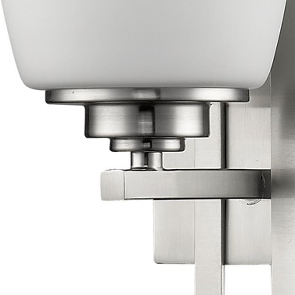 HomeRoots Geometric Wall Sconce With Frosted Glass Shade and Silver Finish