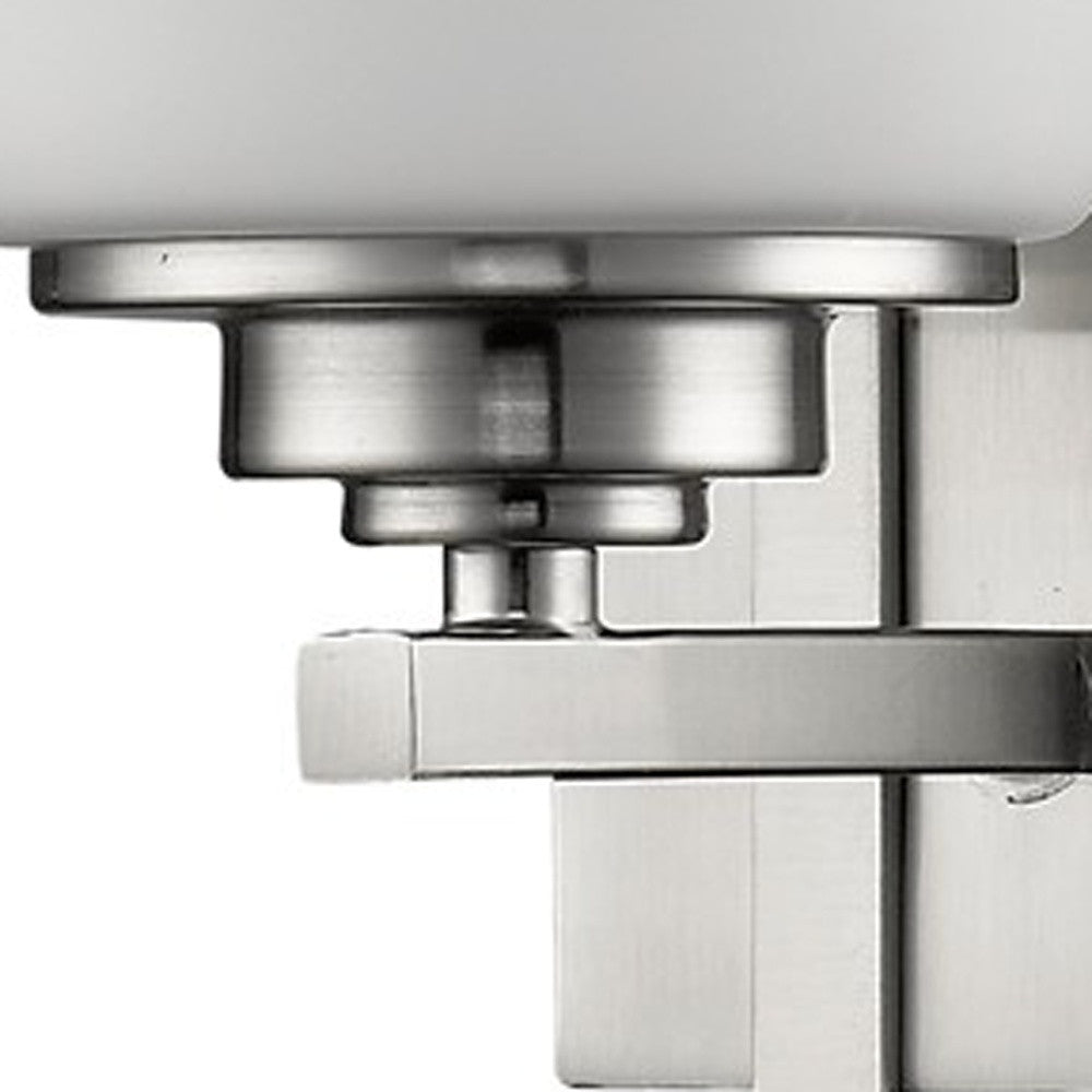 HomeRoots Geometric Wall Sconce With Frosted Glass Shade and Silver Finish