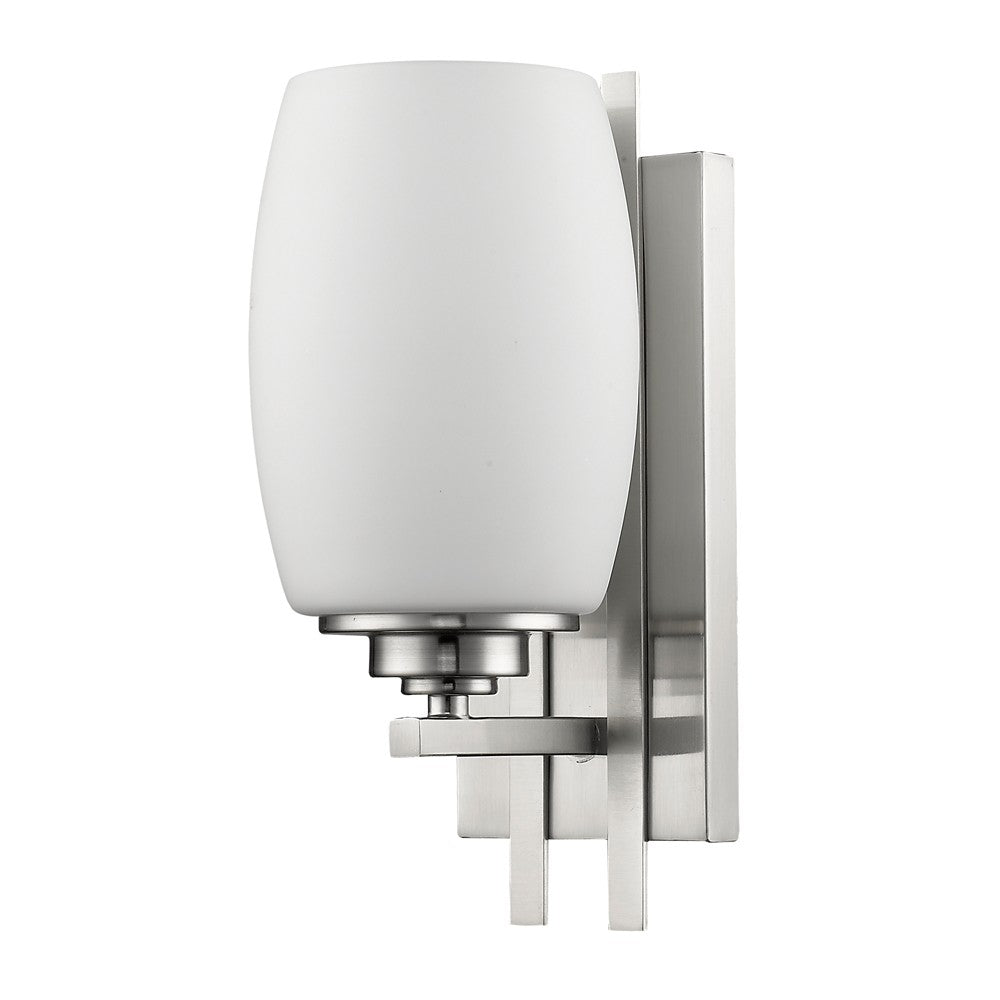 HomeRoots Geometric Wall Sconce With Frosted Glass Shade and Silver Finish
