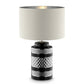 HomeRoots Glam Chevron Ceramic And Metal Table Lamp in Black and Chrome Finish