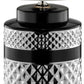HomeRoots Glam Chevron Ceramic And Metal Table Lamp in Black and Chrome Finish
