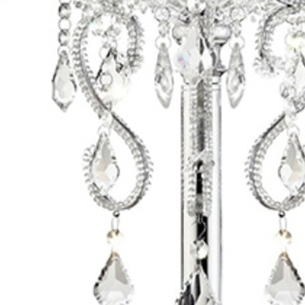 HomeRoots Glam Faux Crystal Accent Table Lamp With See Thru Shade in Silver Finish