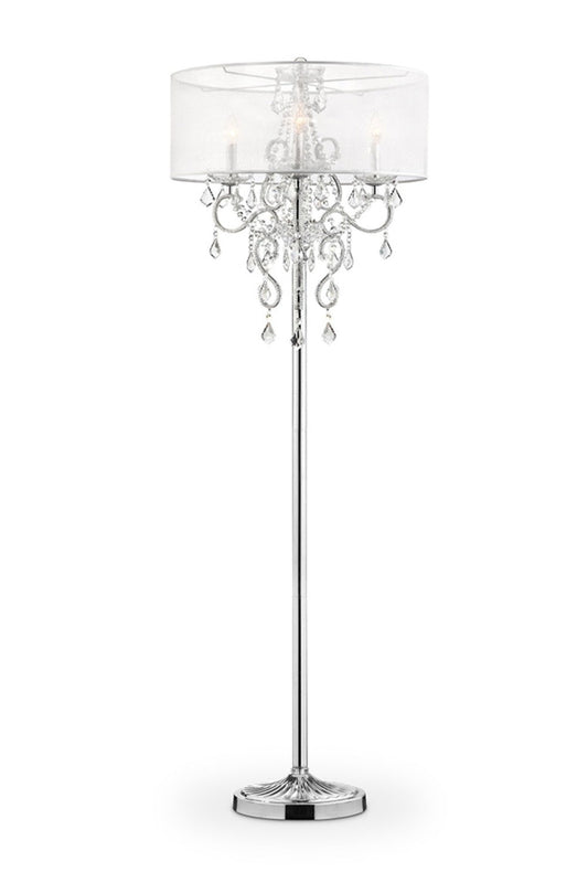 HomeRoots Glam Faux Crystal Floor Lamp With See Thru Shade and Silver Finish