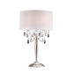 HomeRoots Glam Scroll Chandelier Table Lamp With Faux Crystal Accents in Silver Finish