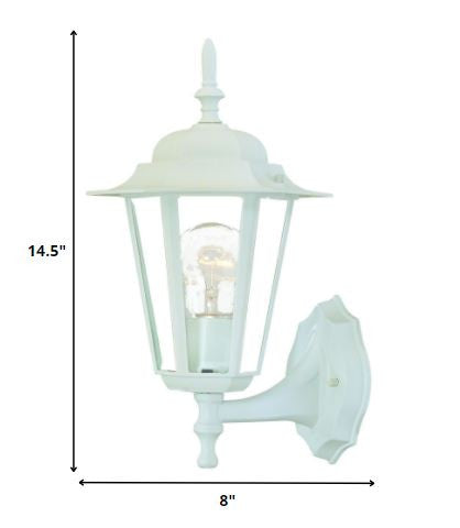 HomeRoots Glass Lantern Wall Light With White Finish