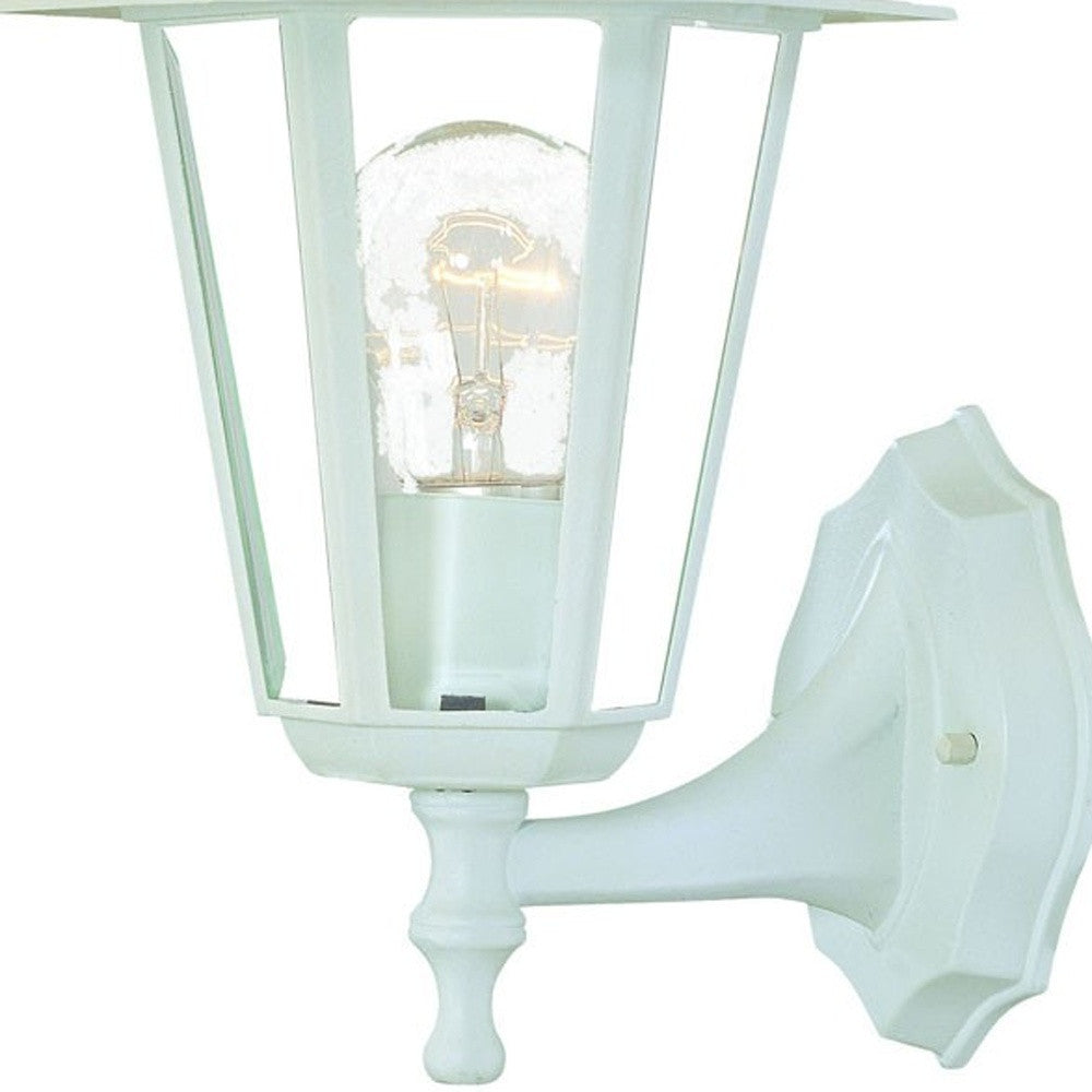 HomeRoots Glass Lantern Wall Light With White Finish