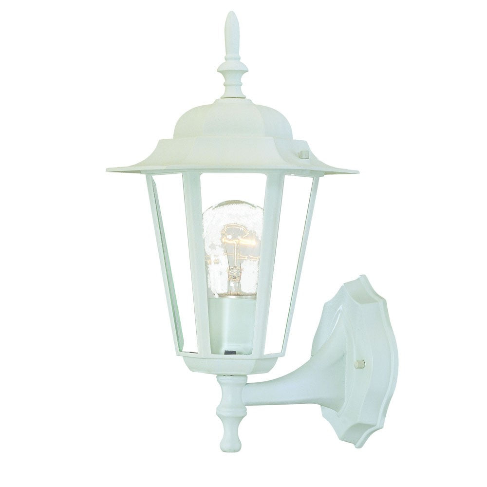 HomeRoots Glass Lantern Wall Light With White Finish