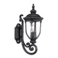 HomeRoots Glass Lantern Wall Light in Matte Black Cast Aluminum Finish