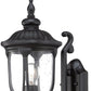 HomeRoots Glass Lantern Wall Light in Matte Black Cast Aluminum Finish