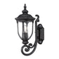 HomeRoots Glass Lantern Wall Light in Matte Black Cast Aluminum Finish