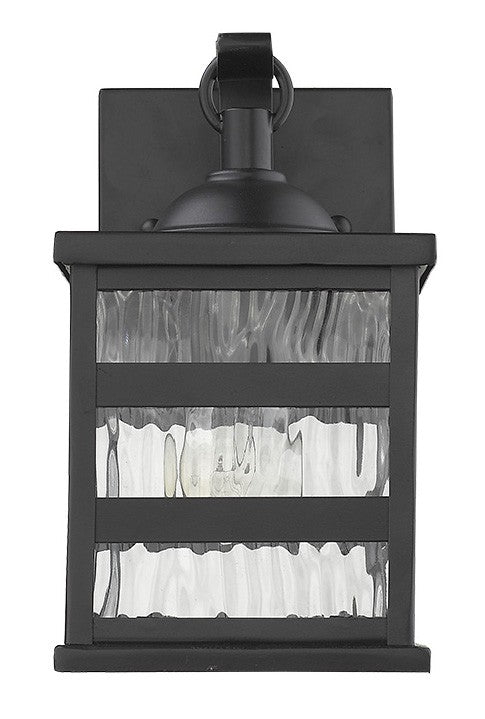 HomeRoots Glass Panel Outdoor Cage Light in Matte Black Finish