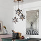 HomeRoots Glass Star Geometric Hanging Lamp in Brown Metal Finish