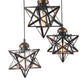 HomeRoots Glass Star Geometric Hanging Lamp in Brown Metal Finish
