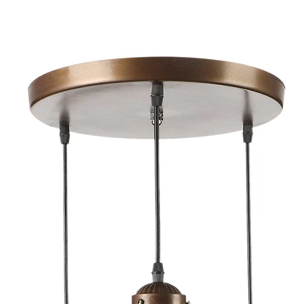 HomeRoots Glass Star Geometric Hanging Lamp in Brown Metal Finish