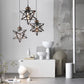 HomeRoots Glass Star Geometric Hanging Lamp in Brown Metal Finish