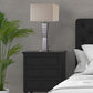 HomeRoots Glass Tower Table Lamp With Beige Fabric Shade in Black Finish