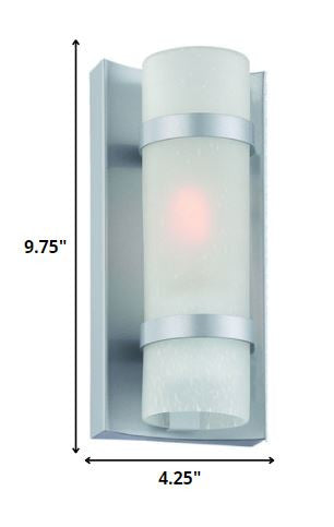 HomeRoots Glass Wall Sconce With Brushed Silver and White Finish