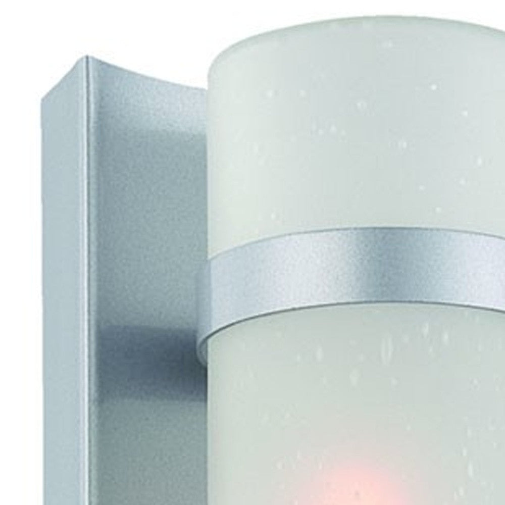 HomeRoots Glass Wall Sconce With Brushed Silver and White Finish
