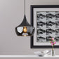 HomeRoots Gnome Smoked Glass Pendant Lamp With Black Metal Finish