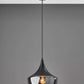 HomeRoots Gnome Smoked Glass Pendant Lamp With Black Metal Finish