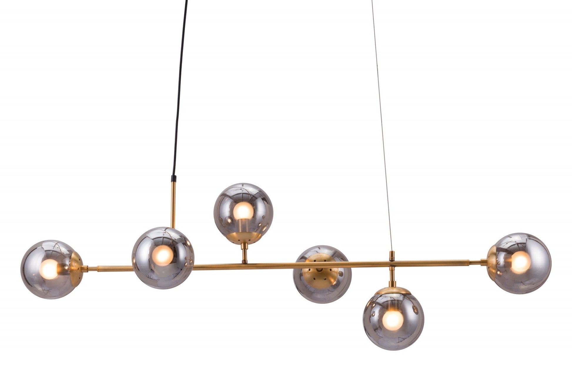 HomeRoots Gold Bubble Ceiling Lamp With Smoked Glass Finish