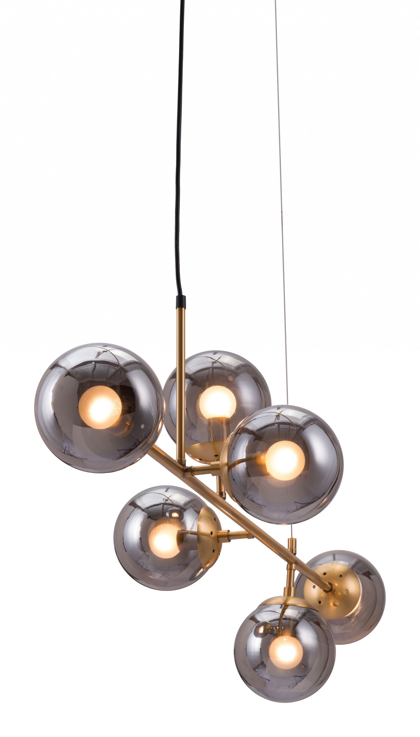 HomeRoots Gold Bubble Ceiling Lamp With Smoked Glass Finish
