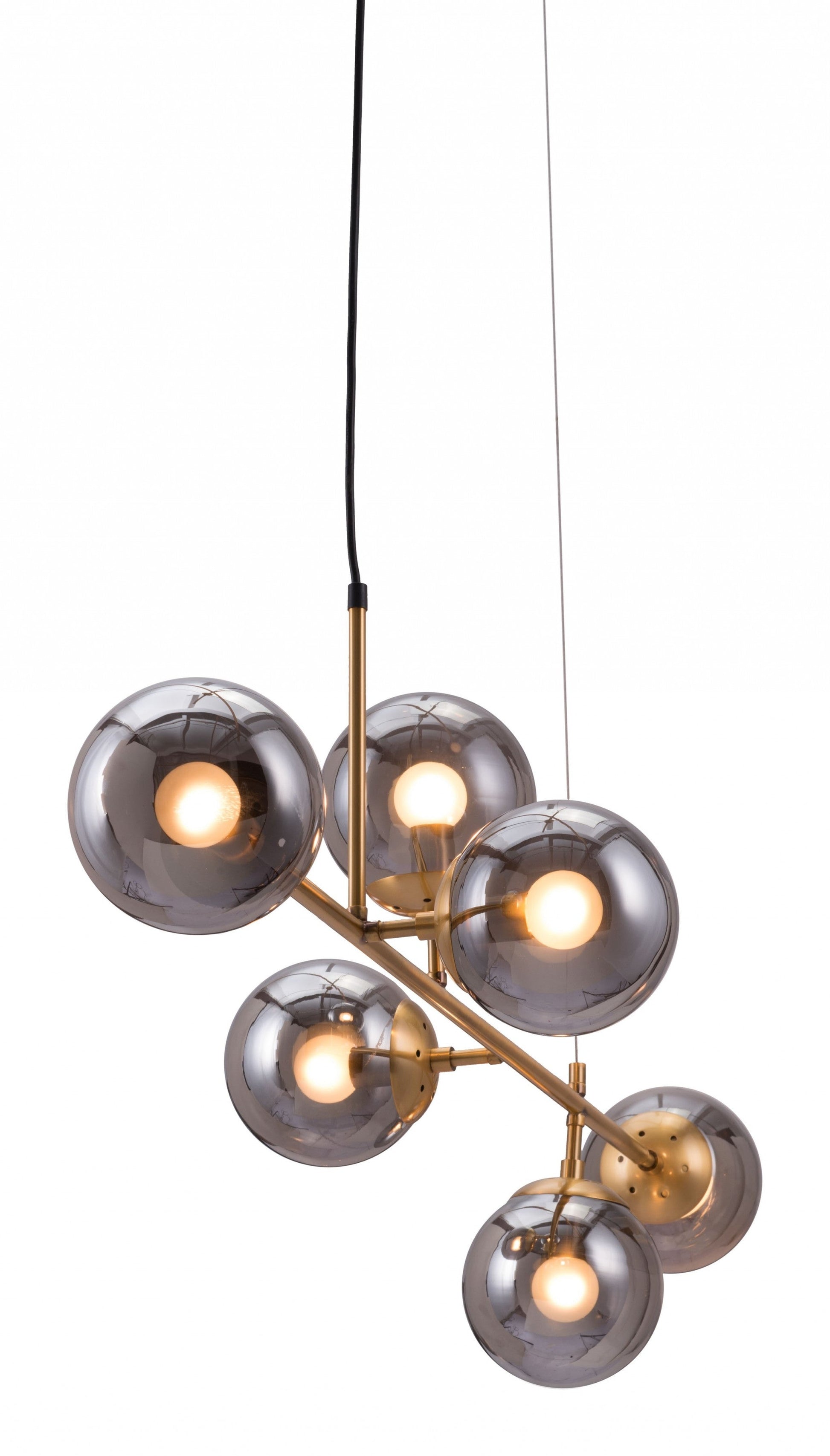 HomeRoots Gold Bubble Ceiling Lamp With Smoked Glass Finish