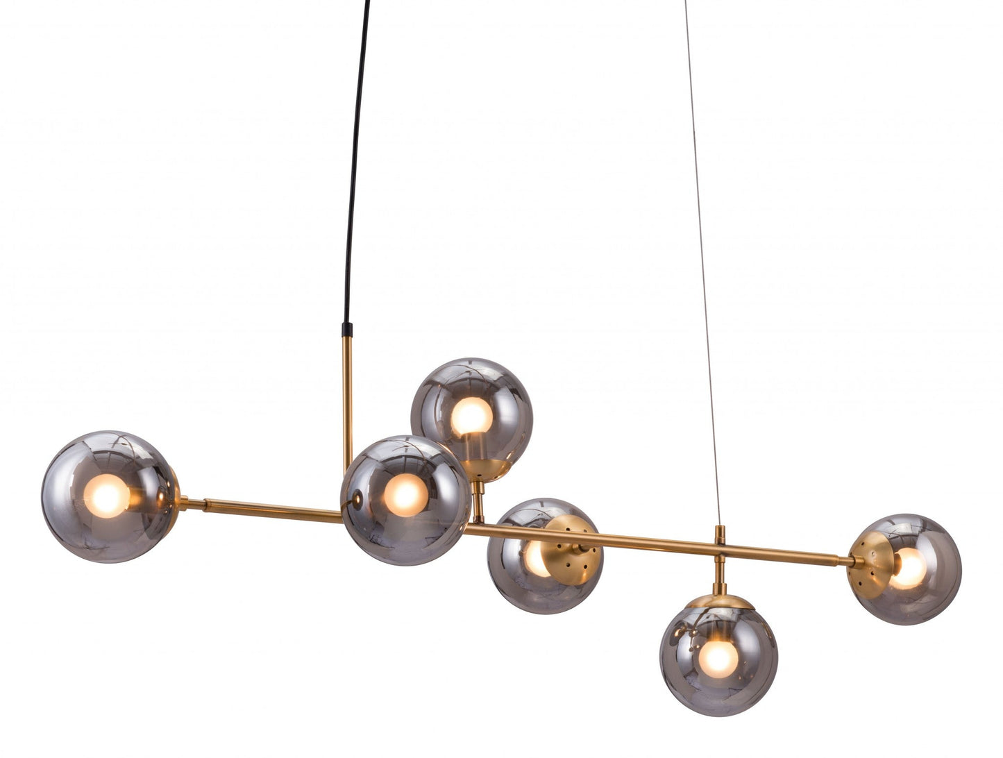HomeRoots Gold Bubble Ceiling Lamp With Smoked Glass Finish