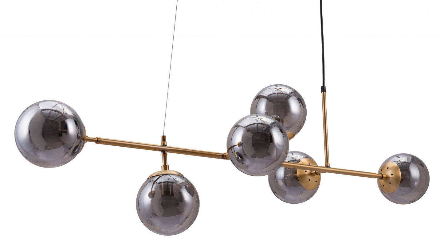 HomeRoots Gold Bubble Ceiling Lamp With Smoked Glass Finish