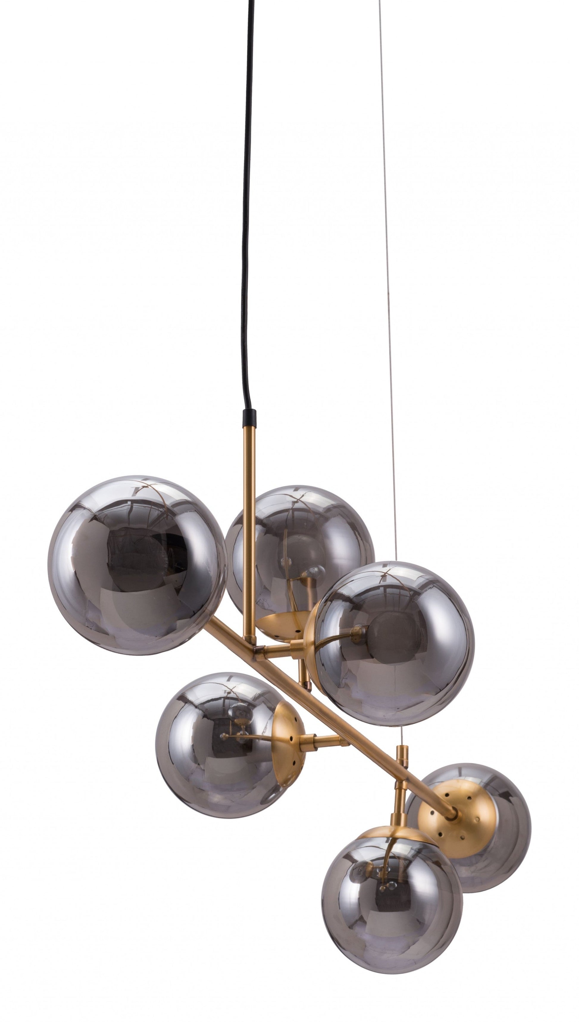 HomeRoots Gold Bubble Ceiling Lamp With Smoked Glass Finish