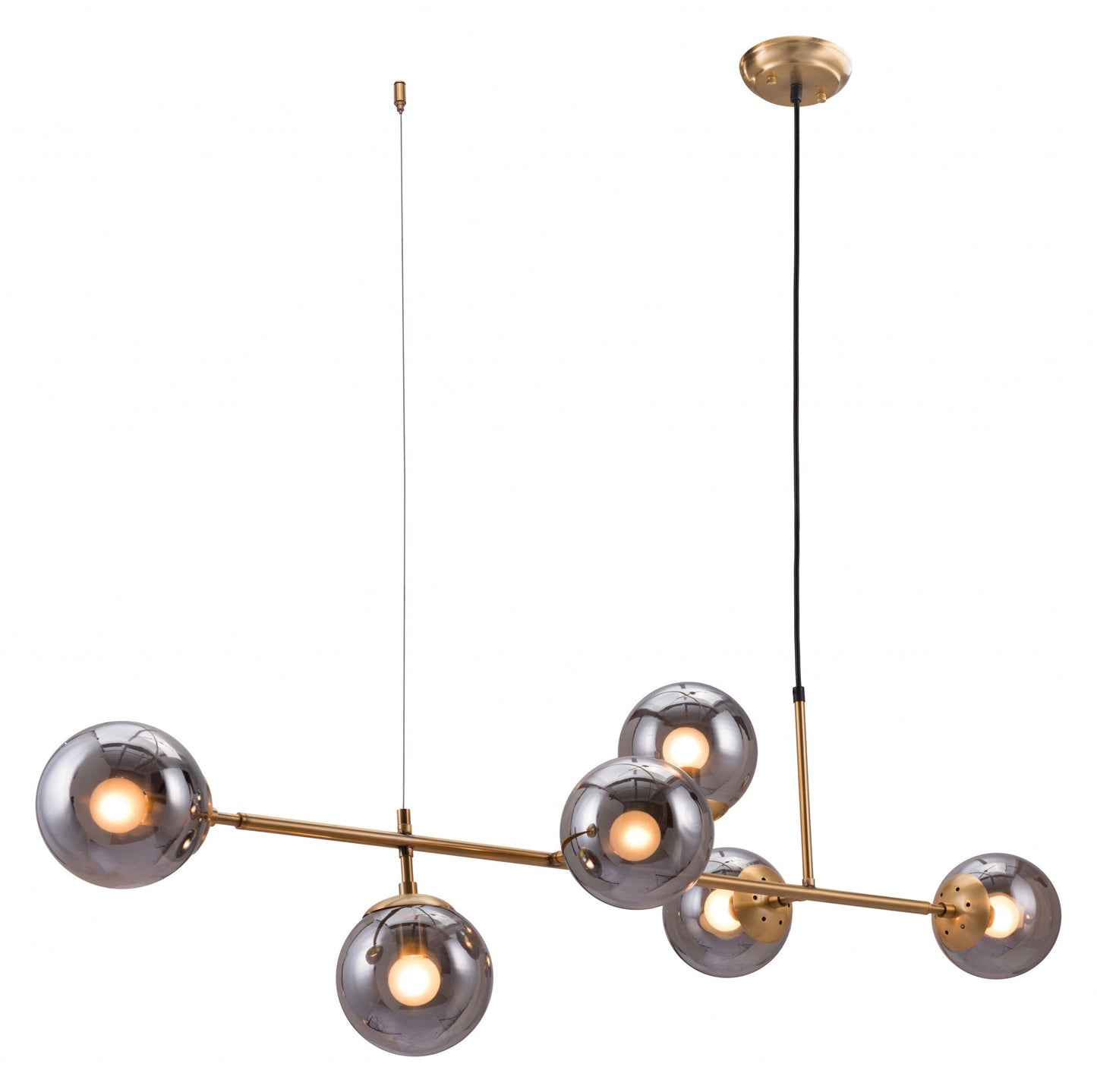 HomeRoots Gold Bubble Ceiling Lamp With Smoked Glass Finish