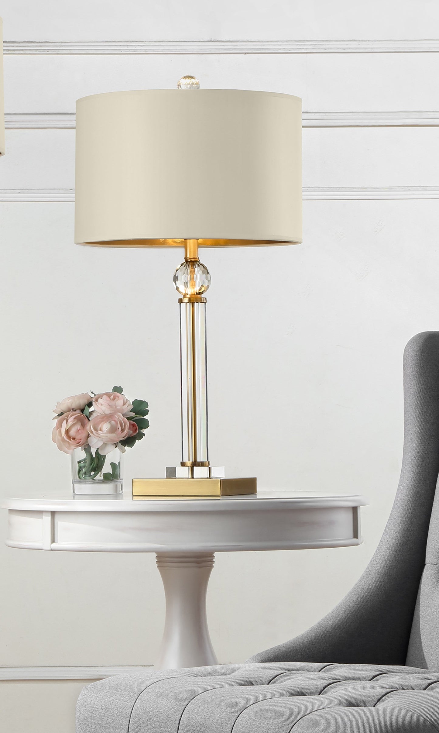 HomeRoots Gold Desk Lamp in Crystal Accent Finish