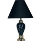 HomeRoots Gold and Navy Blue Table Lamp with Navy Blue Shade