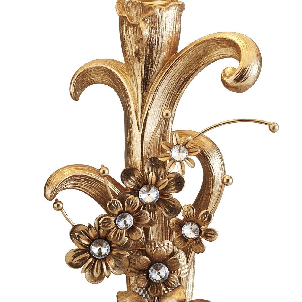HomeRoots Golden Scroll Table Lamp With Faux Crystal Bling