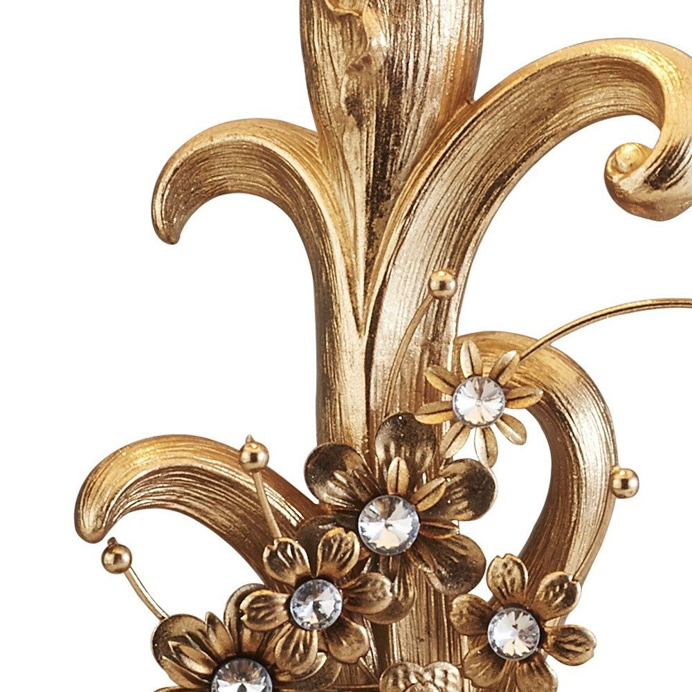 HomeRoots Golden Scroll Table Lamp With Faux Crystal Bling
