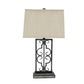HomeRoots Gray Industrial Table Lamp With Stacked Metal Pedestal