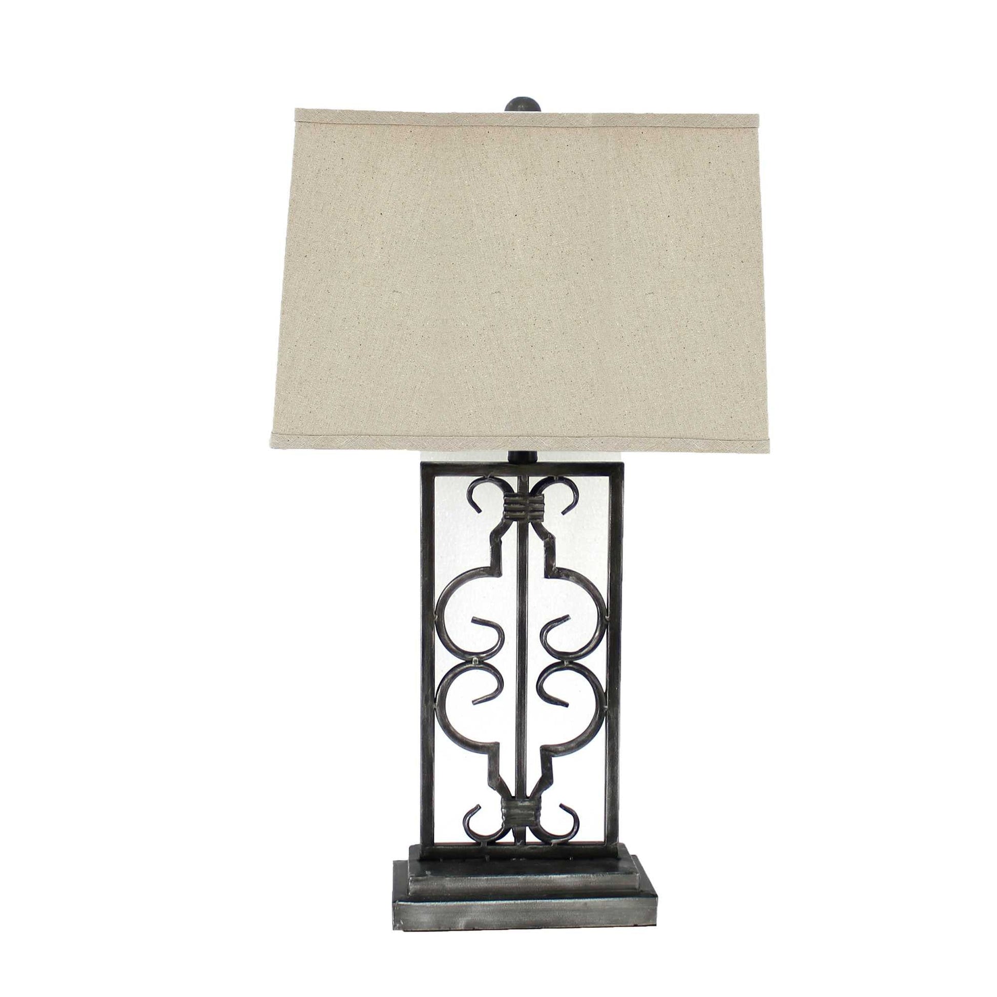 HomeRoots Gray Industrial Table Lamp With Stacked Metal Pedestal