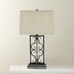 HomeRoots Gray Industrial Table Lamp With Stacked Metal Pedestal