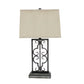 HomeRoots Gray Industrial Table Lamp With Stacked Metal Pedestal