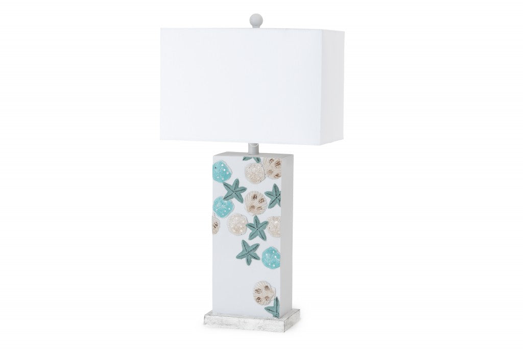 HomeRoots Green and White Starfish Table Lamps in Set of Two