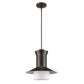 HomeRoots Greta 1-Light Pendant With Gloss White Interior And Etched Glass Shade in Oil Rubbed Bronze Finish