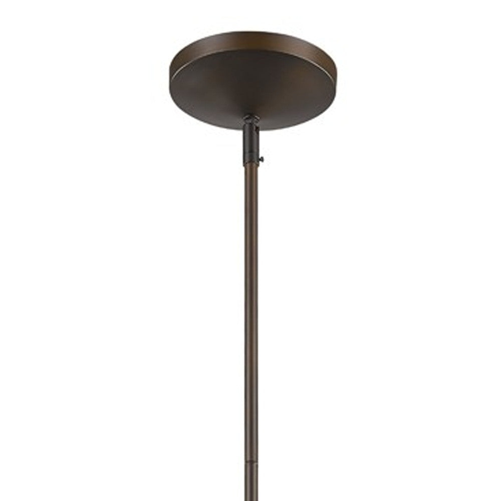 HomeRoots Greta 1-Light Pendant With Gloss White Interior And Etched Glass Shade in Oil Rubbed Bronze Finish