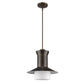 HomeRoots Greta 1-Light Pendant With Gloss White Interior And Etched Glass Shade in Oil Rubbed Bronze Finish