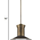 HomeRoots Greta 1-Light Pendant With Gloss White Interior And Etched Glass Shade in Raw Brass Finish