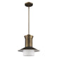 HomeRoots Greta 1-Light Pendant With Gloss White Interior And Etched Glass Shade in Raw Brass Finish