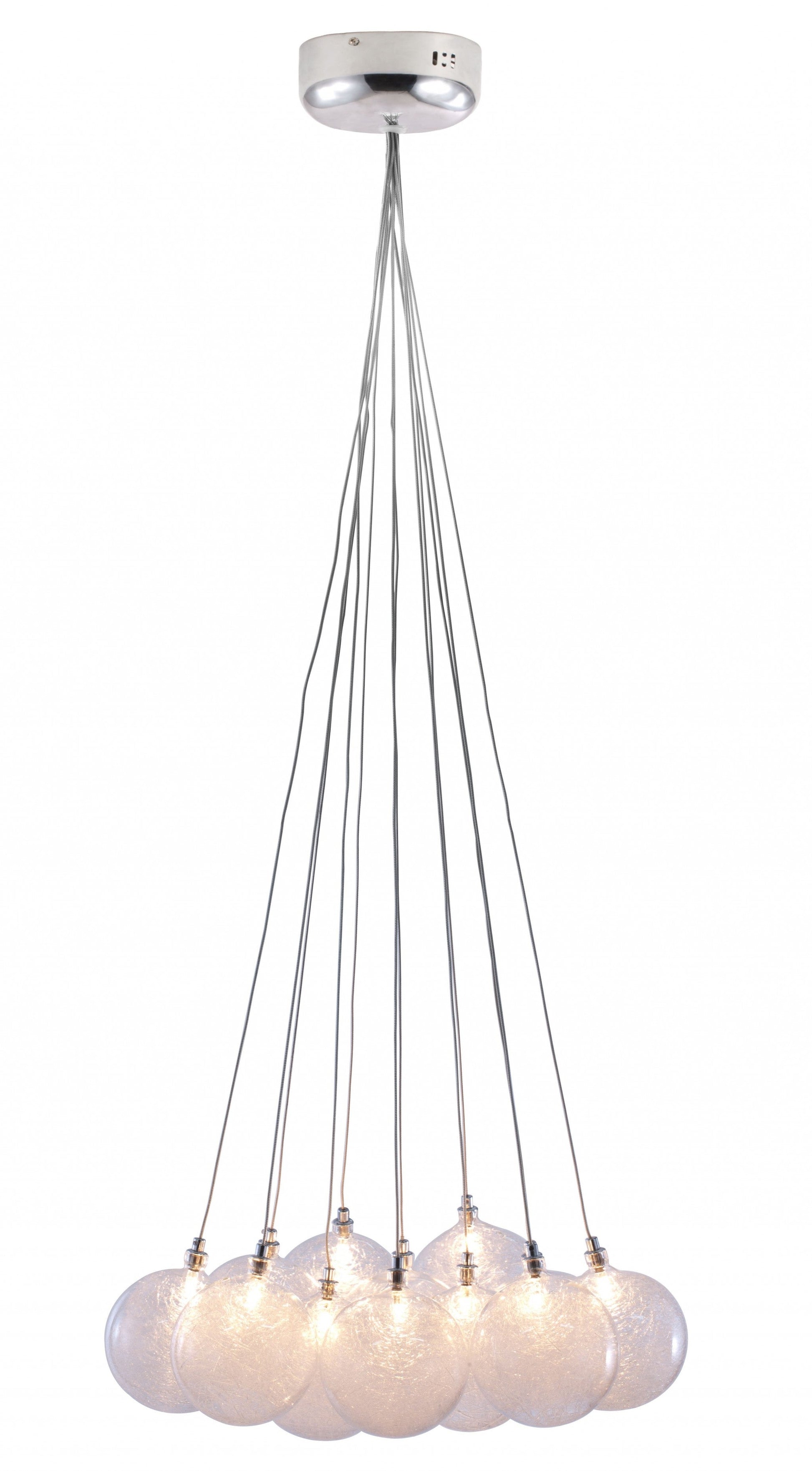 HomeRoots Grouped Frosted Bulbs Ceiling Lamp With Stainless Steel Finish