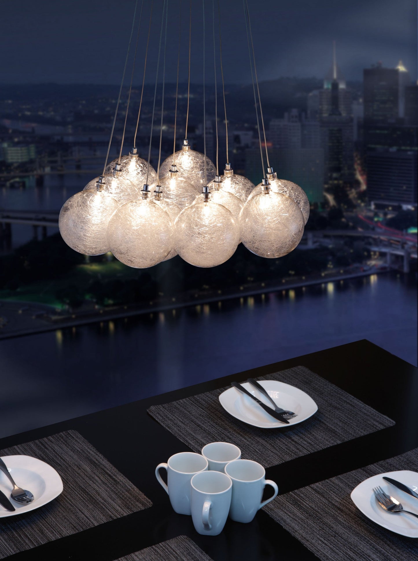 HomeRoots Grouped Frosted Bulbs Ceiling Lamp With Stainless Steel Finish