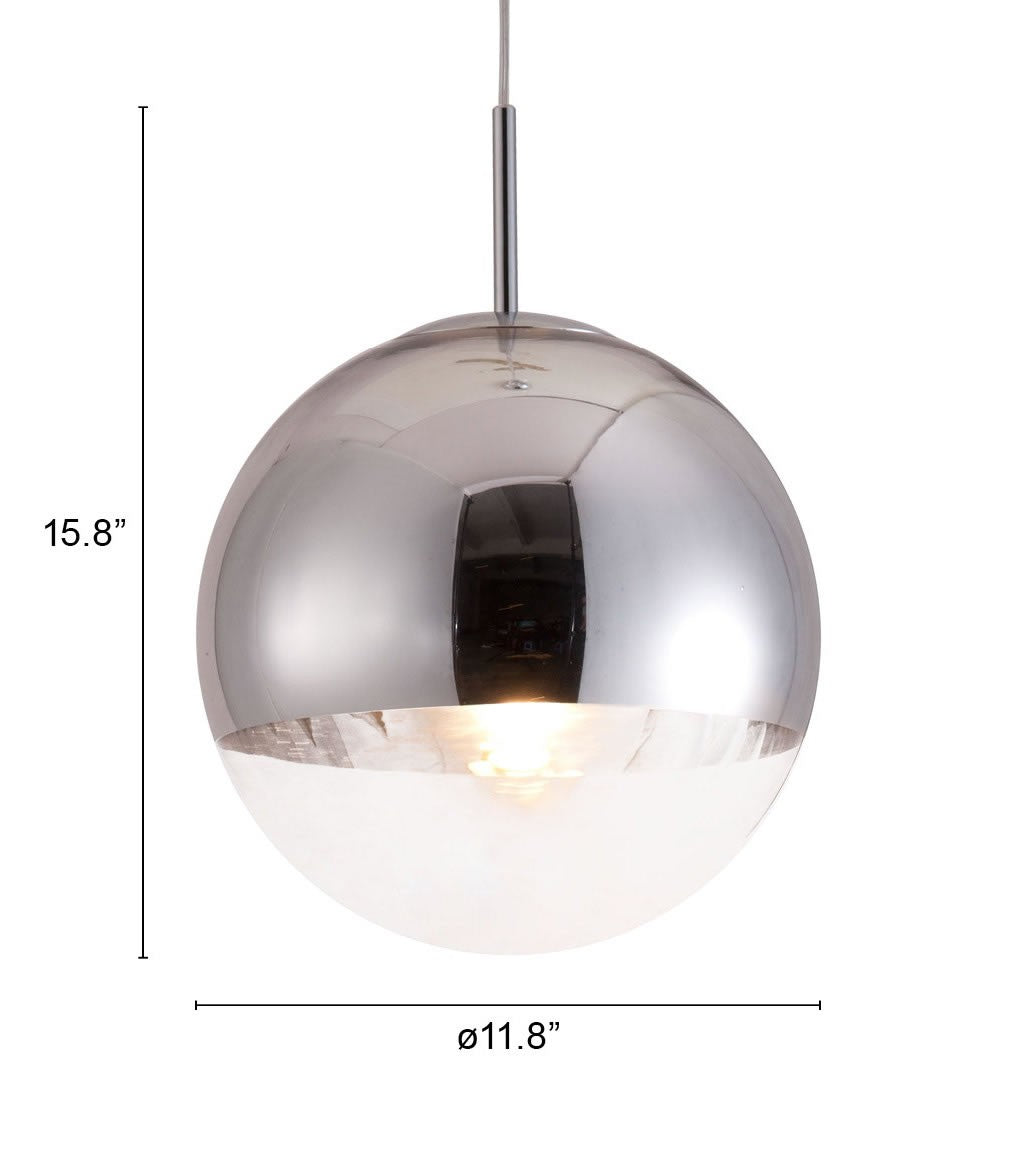 HomeRoots Half and Half Orb Ceiling Lamp in Chrome Finish