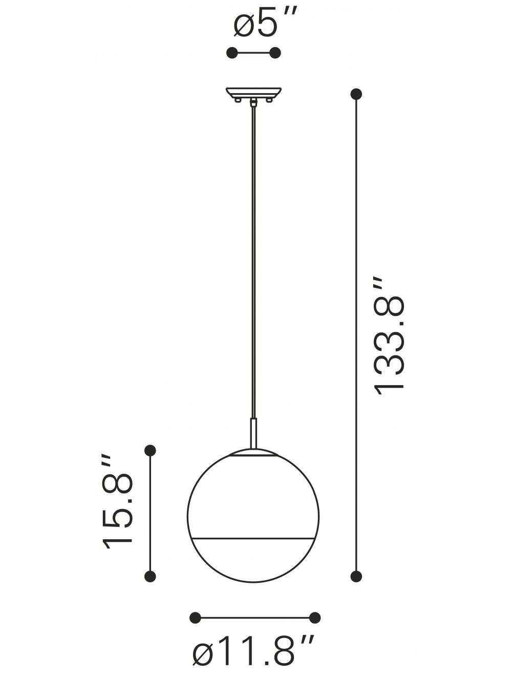 HomeRoots Half and Half Orb Ceiling Lamp in Chrome Finish